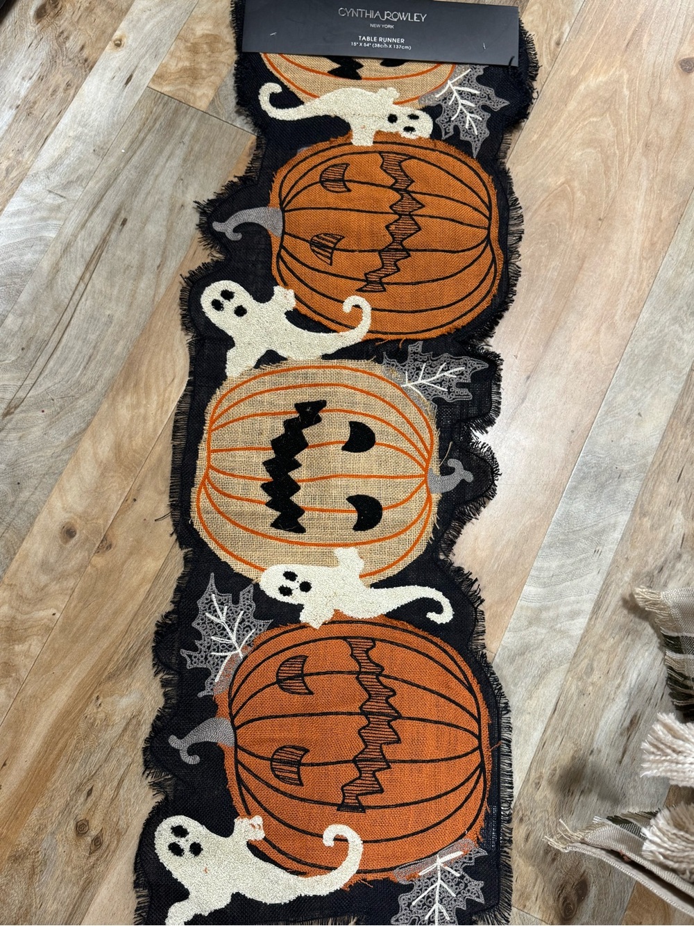 Cynthia Rowley Orange & Black Halloween Pumpkin Table Runner